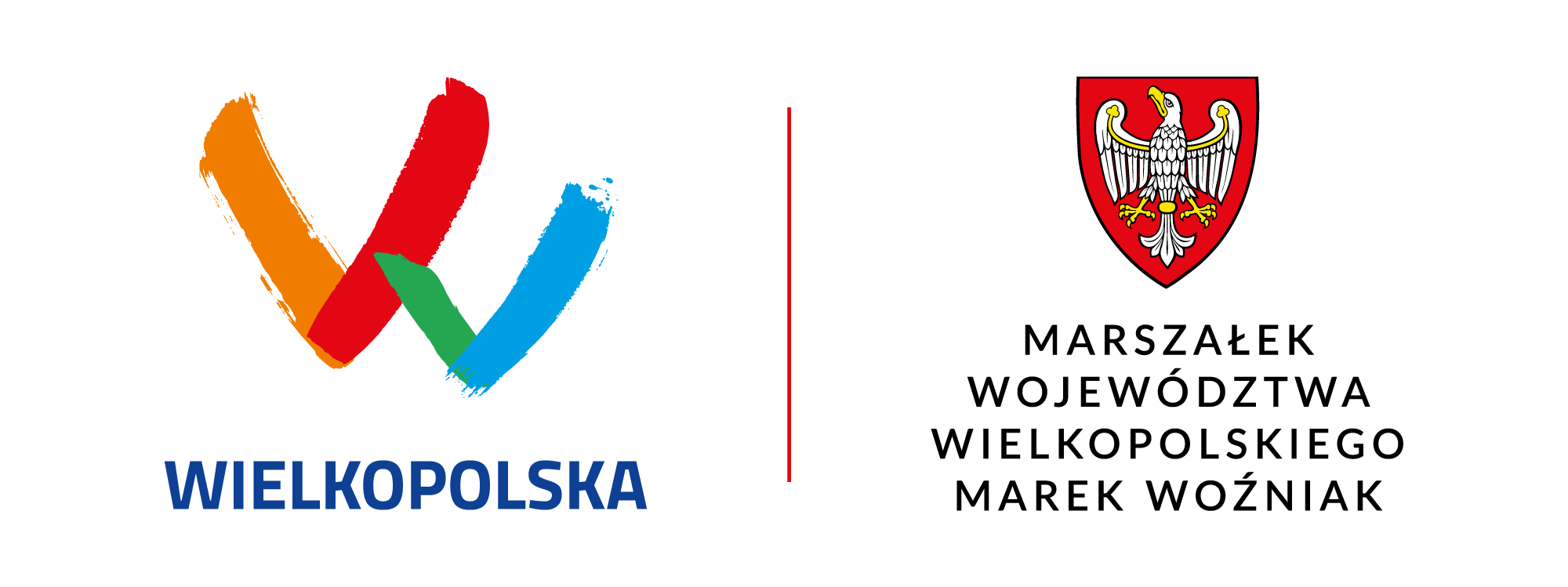 Logo. Patronat honorowy Marszałka Województwa Wielkopolskiego Marka Woźniaka wraz z logotypem i herbem województwa wielkopolskiego